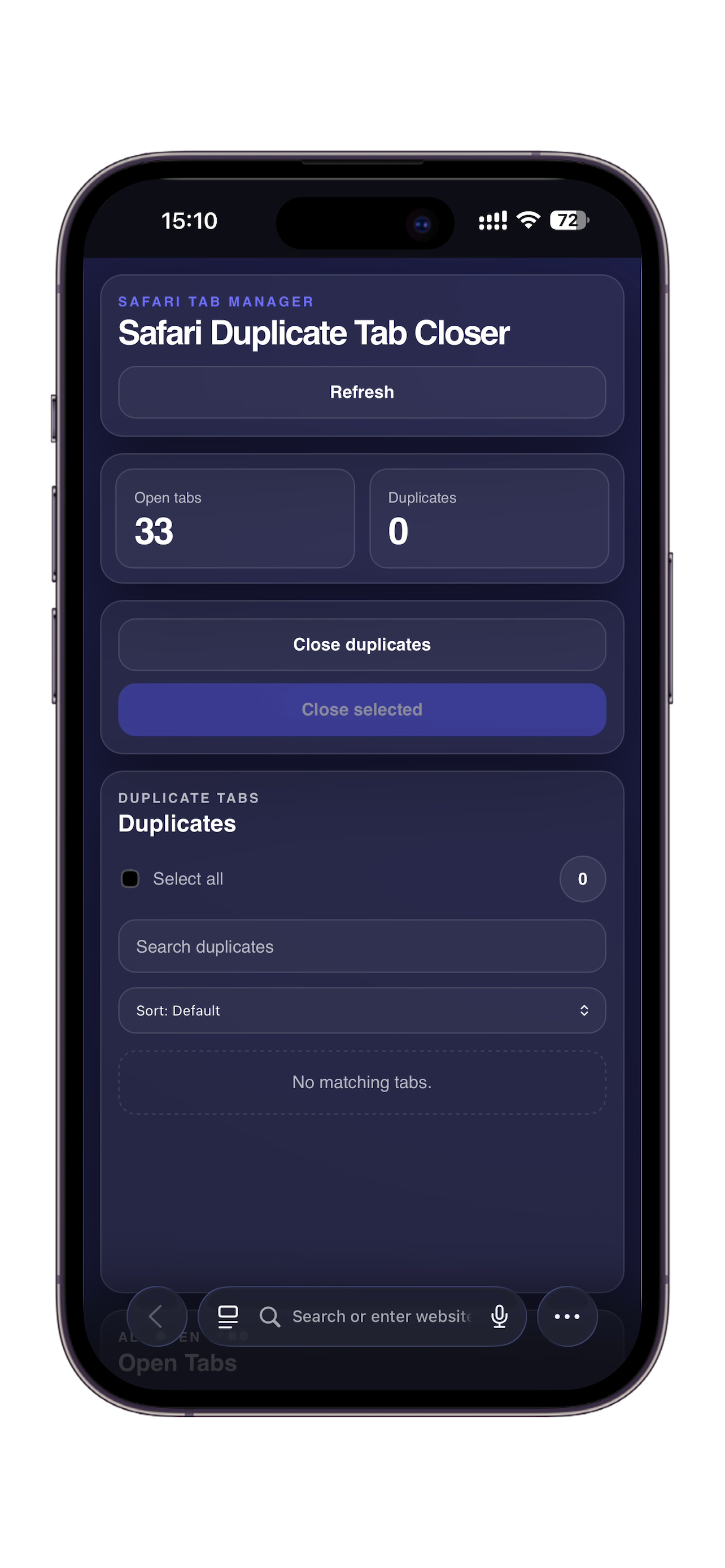 App Store preview of Safari Duplicate Tab Closer on iPhone
